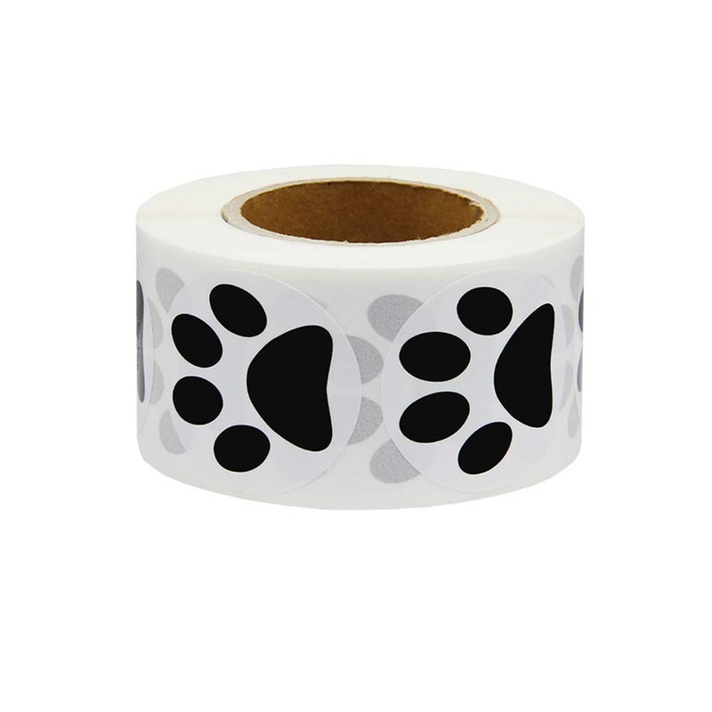 Hcode 1.5" Round Black Bear Paw Print Stickers Dog Puppy Paw Stickers 500 Pieces per Roll - Image 2